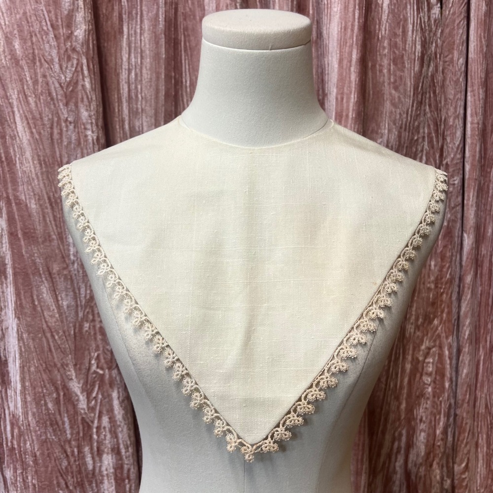 Vintage Cream Linen Lace Detachable Bib Collar Victorian Edwardian Style OS - Picture 2 of 8